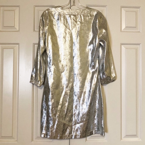 Tory Burch gold tunic silk blend dress small 4 - Picture 8 of 16